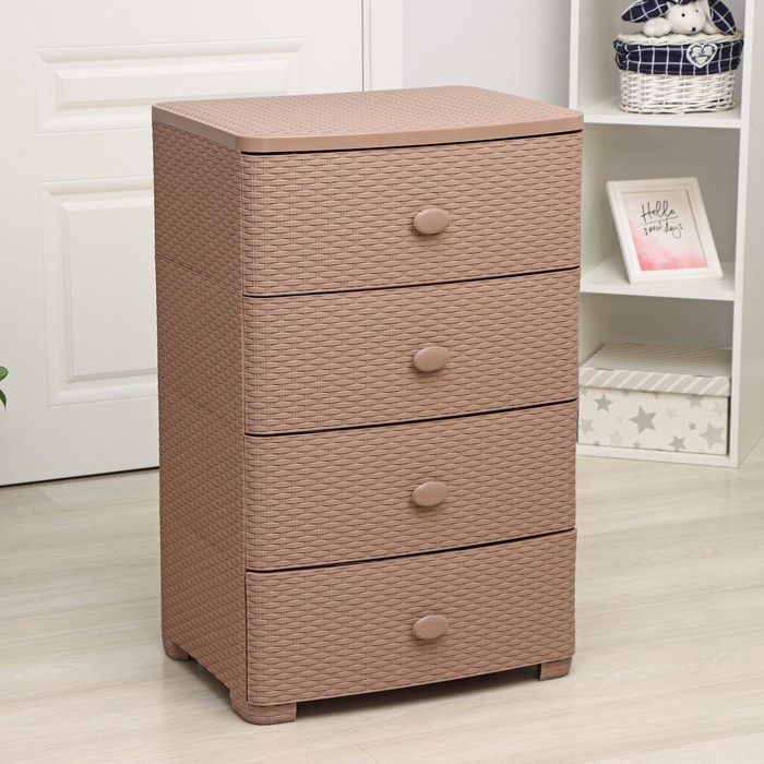 Комод 4-х секционный «Плетёнка», цвет какао Комод 4-х секционный «Плетёнка», цвет какао