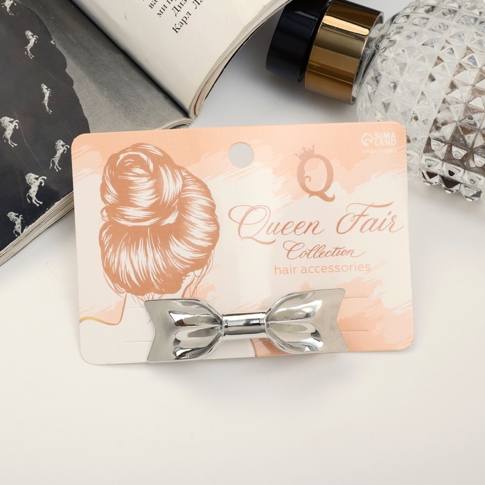 Зажим для волос  Зажим для волос "Либерти" бантик классика, 5,5 см, серебро