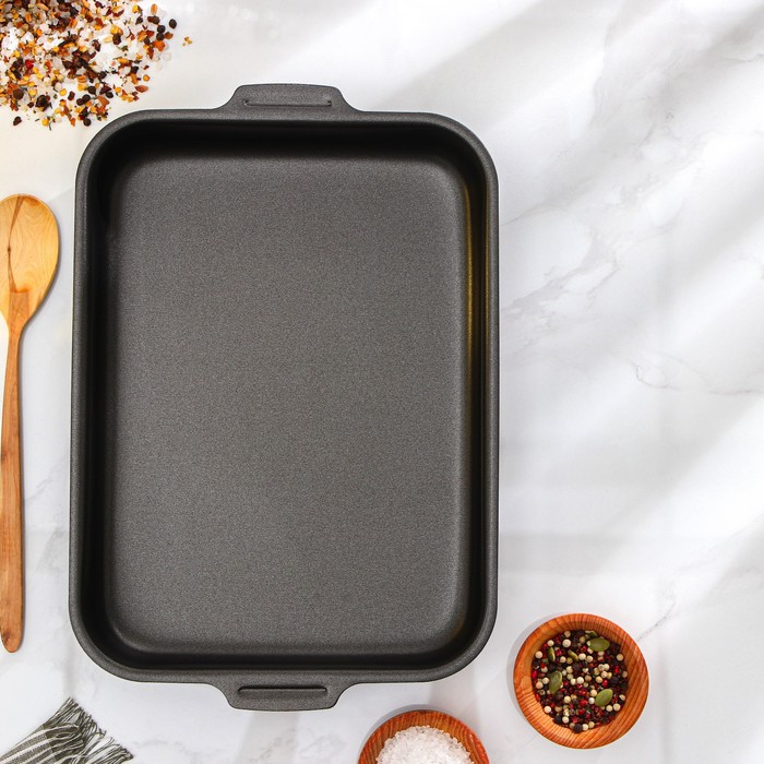 Набор противней с цельными ручками, без крышек, 2 предмета: 19×25 см, 23×30 см, h=6 см, антипригарное покрытие, цвет синий Набор противней с цельными ручками, без крышек, 2 предмета: 19×25 см, 23×30 см, h=6 см, антипригарное покрытие, цвет синий