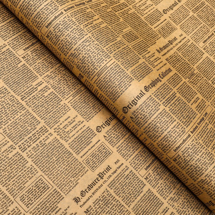 Бумага крафт, двусторонняя, черный-газета, 0,6 х 10 м Бумага крафт, двусторонняя, черный-газета, 0,6 х 10 м