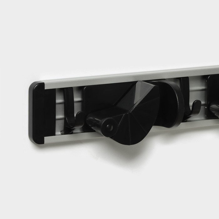 Держатель для швабр Доляна, 3 отделения, с крючками, 40×5×4 см Держатель для швабр Доляна, 3 отделения, с крючками, 40×5×4 см