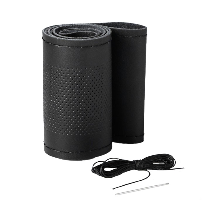 Оплетка на руль Cartage, 38 см, кожа PU, антискользящая, черный Оплетка на руль Cartage, 38 см, кожа PU, антискользящая, черный