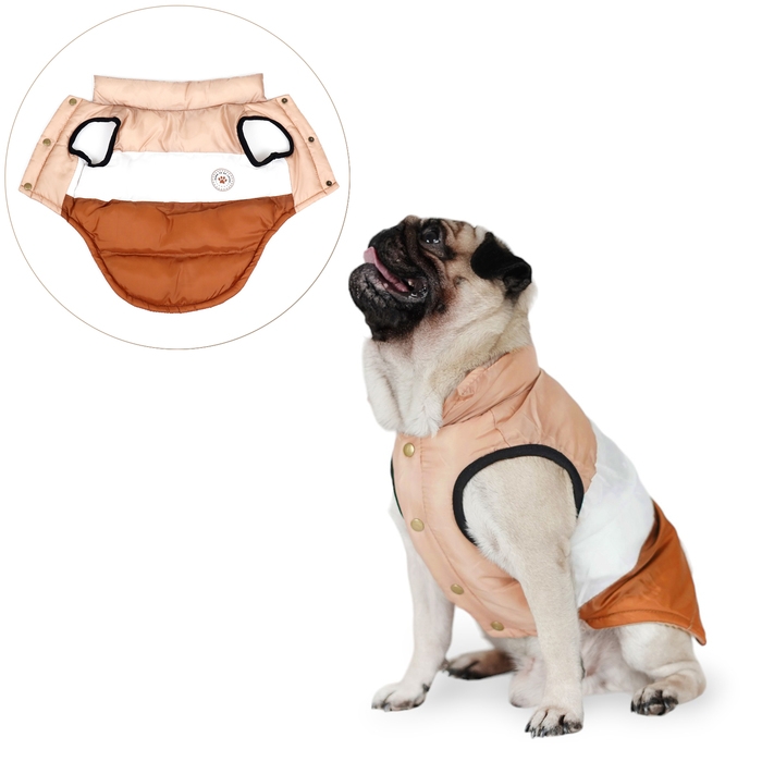 Куртка для собак  Куртка для собак "Шоколад", размер M (ДС 33, ОГ 46, ОШ 33), бежево-коричневая