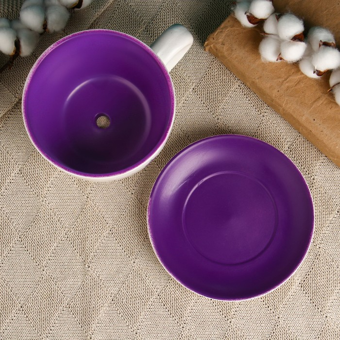 Горшок в форме чашки Горшок в форме чашки "Эмма" лаванда, 19х15х10см