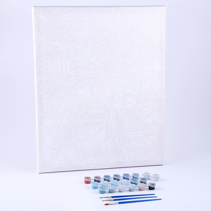 Картина по номерам на холсте с подрамником  Картина по номерам на холсте с подрамником "Зимнее озеро" 40*50 см