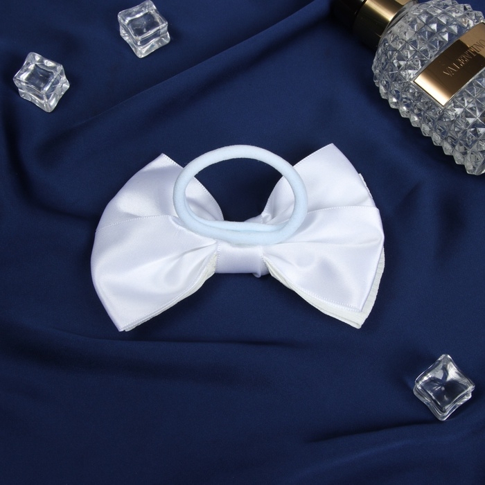 Резинка для волос "Школьница стиль" волны, 12 см, белый