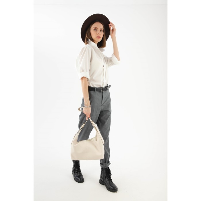 Сумка-мешок, отдел на молнии, регулируемый ремень, цвет белый