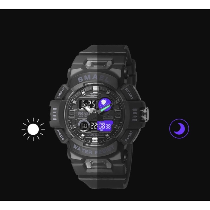 Часы наручные электронные, с будильником, d-5.3 см, ремешок l-27 см, 5 ATM, черные Часы наручные электронные, с будильником, d-5.3 см, ремешок l-27 см, 5 ATM, черные