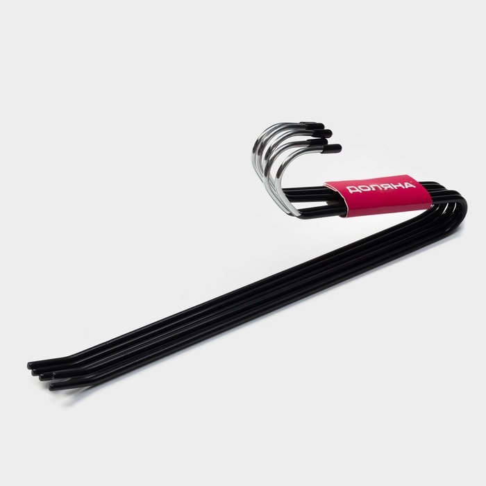 Плечики - вешалки для брюк и юбок антискользящие, одноуровневые, 14,5×35 см, 5 шт, цвет чёрный