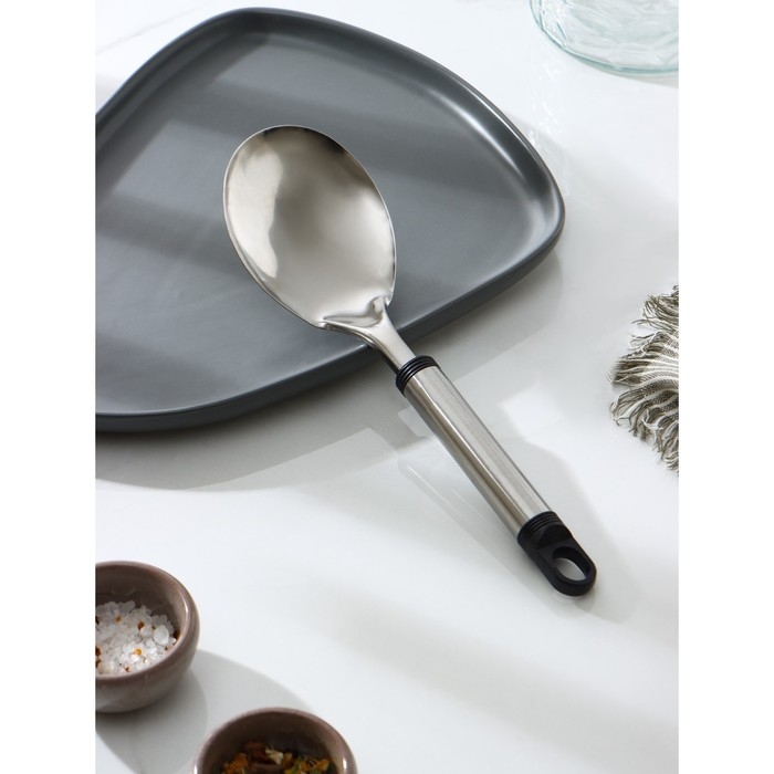 Ложка гарнирная из нержавеющей стали Доляна «Помощник», 26 см, цвет серебряный Ложка гарнирная из нержавеющей стали Доляна «Помощник», 26 см, цвет серебряный