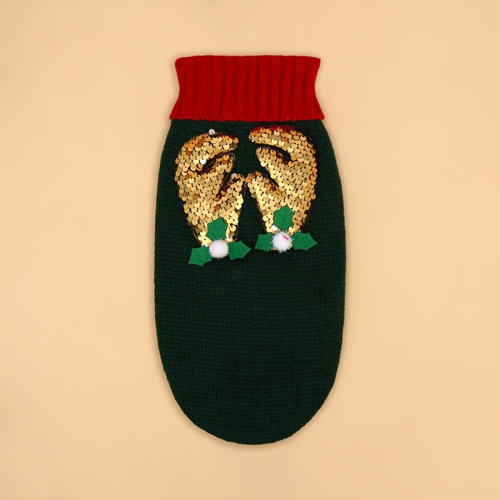 Свитер  Свитер "Рога удачи", размер M (ДС 30 см, ОШ 26, ОГ 28-46), зелёный