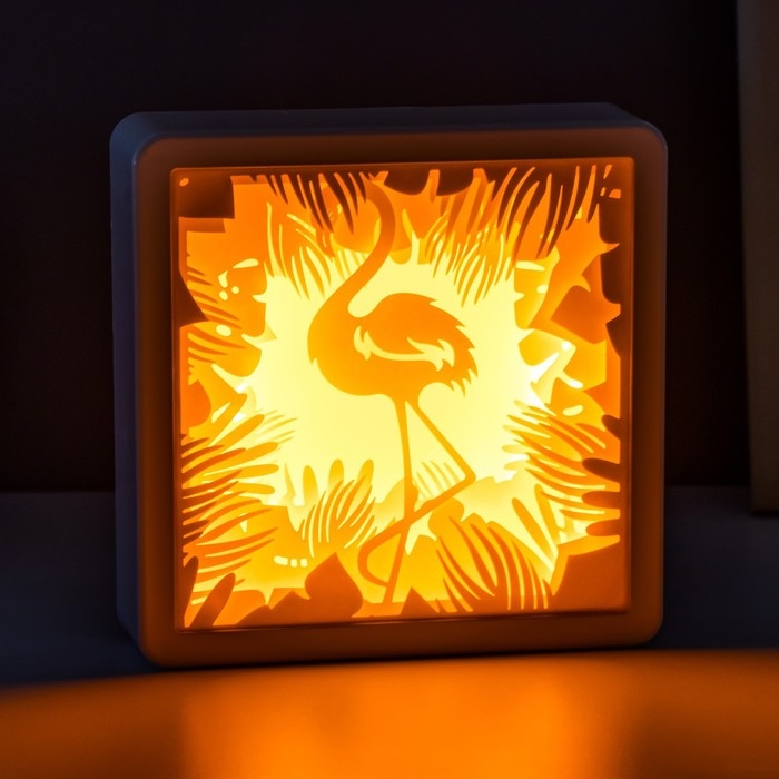 Световая картина-ночник Световая картина-ночник "Страус" LED от батареек 3хАА USB 15,5x4,5x15,5 см RISALUX