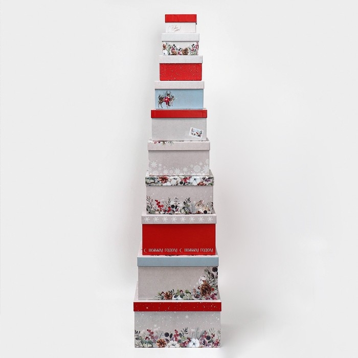 Набор подарочных коробок 10 в 1 «С Новым годом», 10 х 10 х 6 ‒ 28 х 28 х 15 см, Новый год Набор подарочных коробок 10 в 1 «С Новым годом», 10 х 10 х 6 ‒ 28 х 28 х 15 см, Новый год