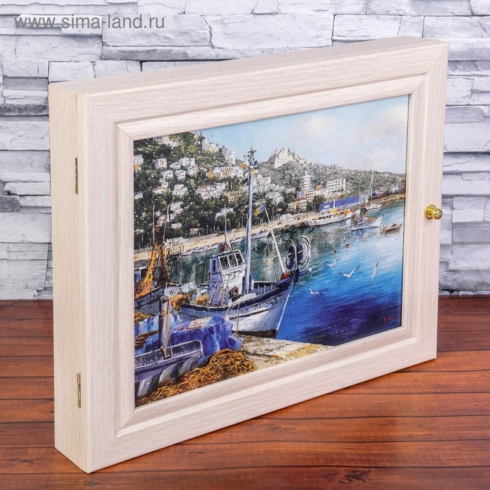 Ключница Ключница "Яхта у причала" молочный дуб 26х31 см