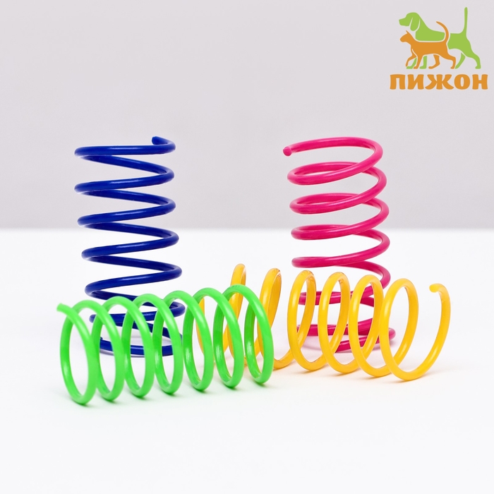 Набор из 4 игрушек для кошек  Набор из 4 игрушек для кошек "Пружинки", 5,5 см, микс цветов