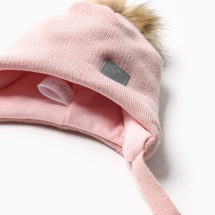 Шапка для девочки, цвет пудра, размер 46-50 Шапка для девочки, цвет пудра, размер 46-50