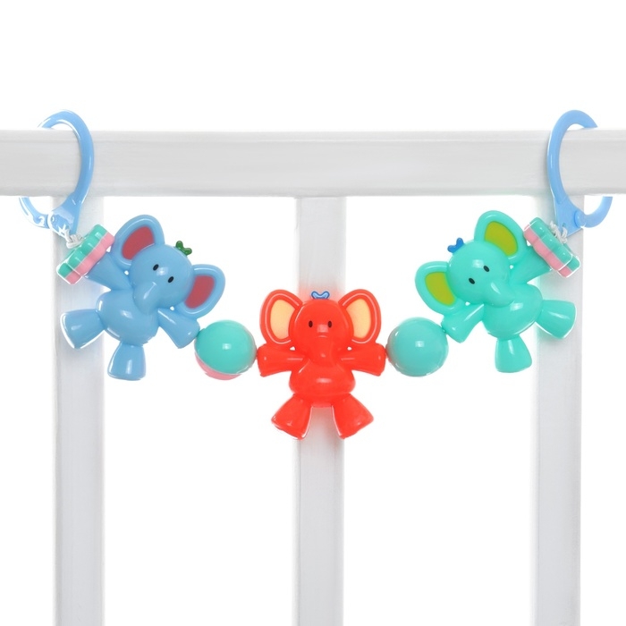 Растяжка на коляску/кроватку «Слоник», 3 игрушки с погремушками, цвет МИКС, Крошка Я Растяжка на коляску/кроватку «Слоник», 3 игрушки с погремушками, цвет МИКС, Крошка Я