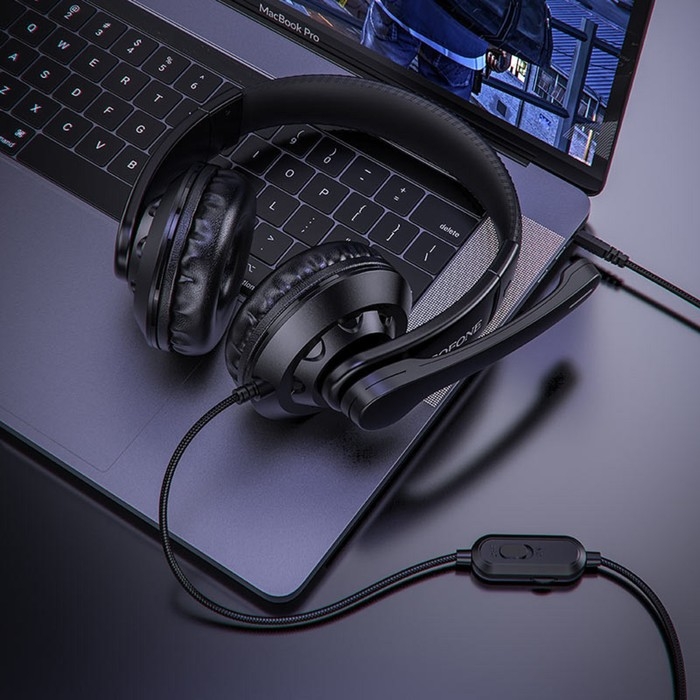 Наушники Borofone BO102, игровые, накладные, микрофон, 3.5 мм, 1.2 м, чёрные Наушники Borofone BO102, игровые, накладные, микрофон, 3.5 мм, 1.2 м, чёрные