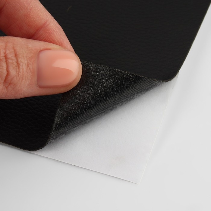 Искусственная кожа, с клеевой основой, 137 × 50 см, 0,5 мм, цвет чёрный Искусственная кожа, с клеевой основой, 137 × 50 см, 0,5 мм, цвет чёрный