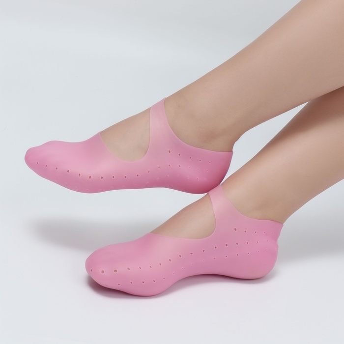 Носочки для педикюра, силиконовые, с перфорацией, с лямкой, размер L, цвет розовый Носочки для педикюра, силиконовые, с перфорацией, с лямкой, размер L, цвет розовый