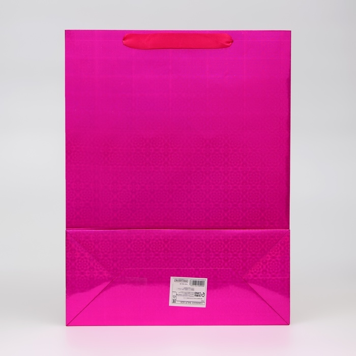 Пакет подарочный, фольгированный, упаковка, с окном,  Пакет подарочный, фольгированный, упаковка, с окном, "Розовый", L 40 х 30 х 13 см