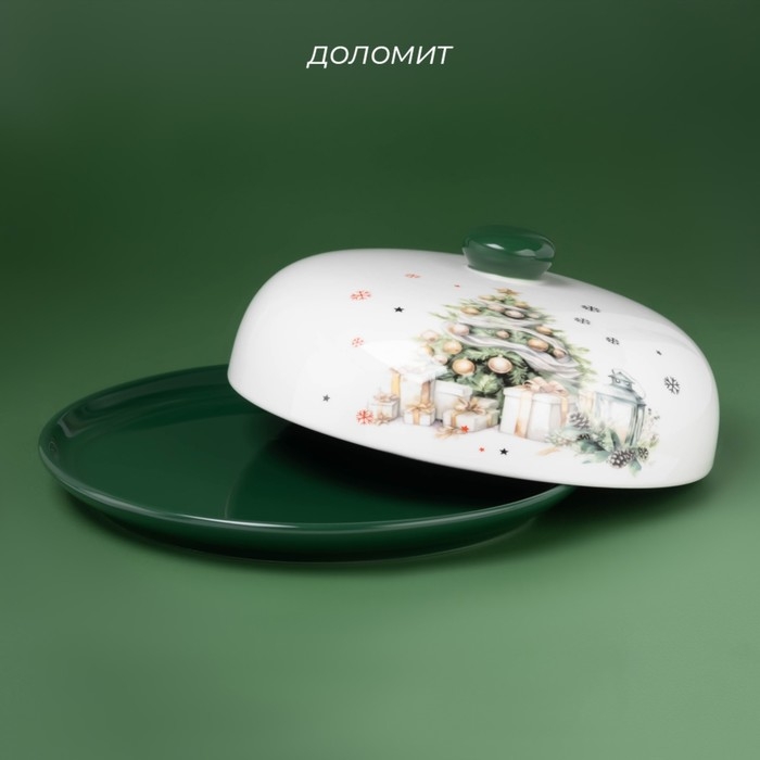 Блинница новогодняя Доляна «Приближение чуда», d=23 см, керамика, цвет белый Блинница новогодняя Доляна «Приближение чуда», d=23 см, керамика, цвет белый