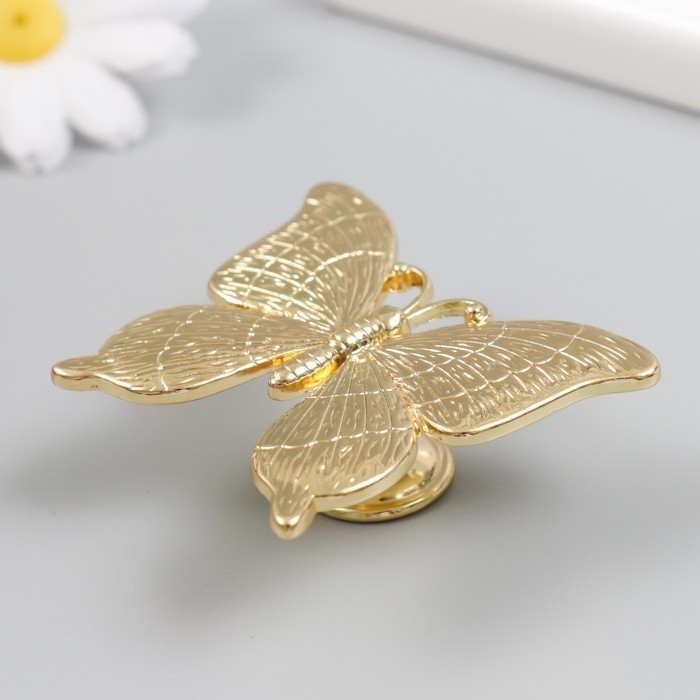 Ручка для шкатулки металл Ручка для шкатулки металл "Бабочка" золото 5,2х6,3 см