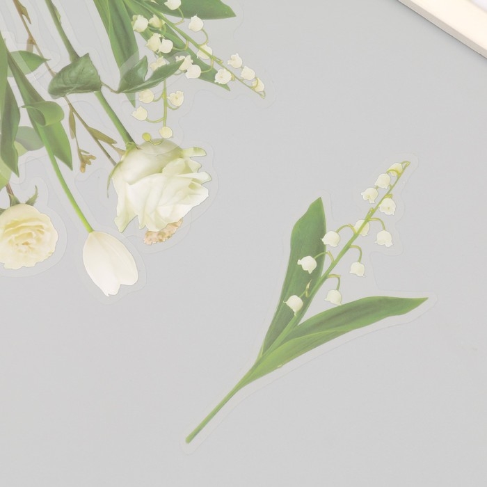 Наклейки пластик Наклейки пластик "Цветы и цитаты. Белые" набор 12 шт 8,5х21,5х0,2 см