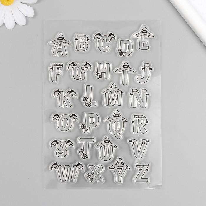 Штамп для творчества силикон Штамп для творчества силикон "Алфавит на Хэллоуин" 16х11 см