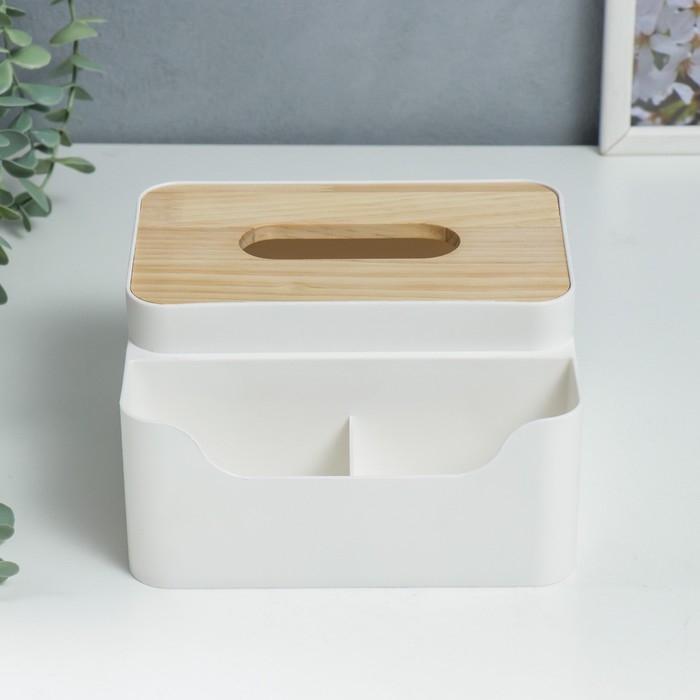 Шкатулка пластик д/салфеток+подставка Шкатулка пластик д/салфеток+подставка "Скандинавский стиль" белая 10х17,5х17,5 см