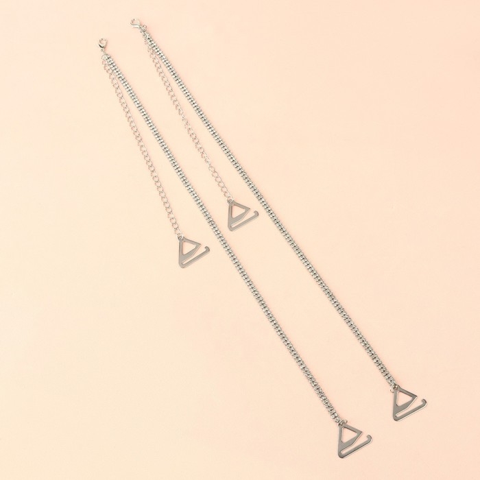 Бретели декоративные со стразами, фурнитура металл, 4 мм, 45 см, пара, цвет серебряный Бретели декоративные со стразами, фурнитура металл, 4 мм, 45 см, пара, цвет серебряный