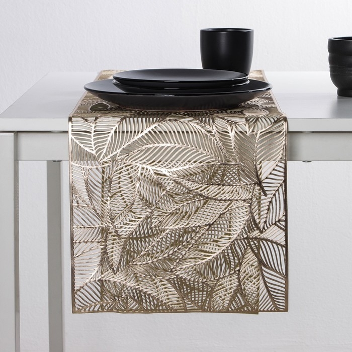 Дорожка на стол Доляна «Листопад», 30×150 см, цвет золотой Дорожка на стол Доляна «Листопад», 30×150 см, цвет золотой