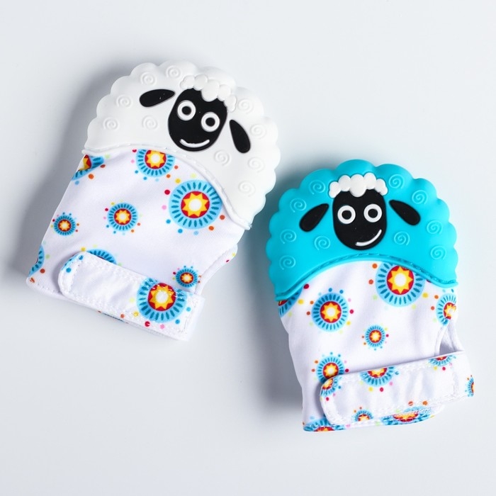 Прорезыватель рукавичка «Овечка», на липучке, цвет МИКС, Крошка Я Прорезыватель рукавичка «Овечка», на липучке, цвет МИКС, Крошка Я