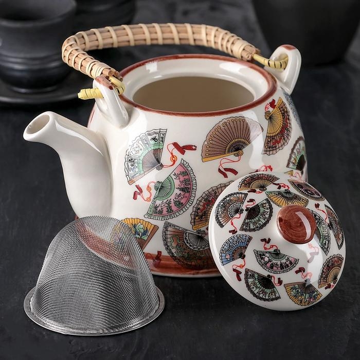 Чайник керамический заварочный с металлическим ситом «Веера», 900 мл Чайник керамический заварочный с металлическим ситом «Веера», 900 мл