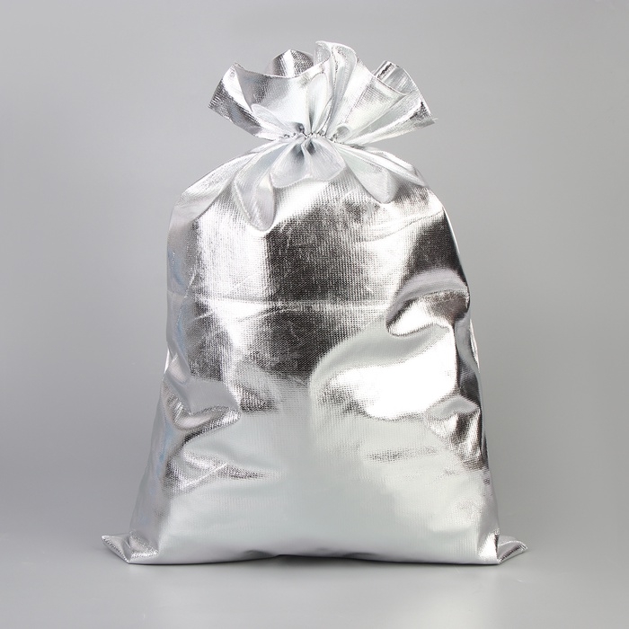 Подарочный мешок Деда Мороза «Снежинки», серебро, 60 х 40см