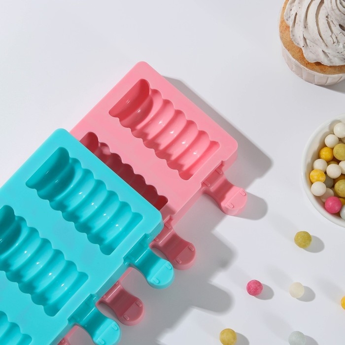 Форма для мороженого «Моника», силикон, 38×11×2 см, 8 ячеек (6,6×3,4 см), цвет МИКС Форма для мороженого «Моника», силикон, 38×11×2 см, 8 ячеек (6,6×3,4 см), цвет МИКС