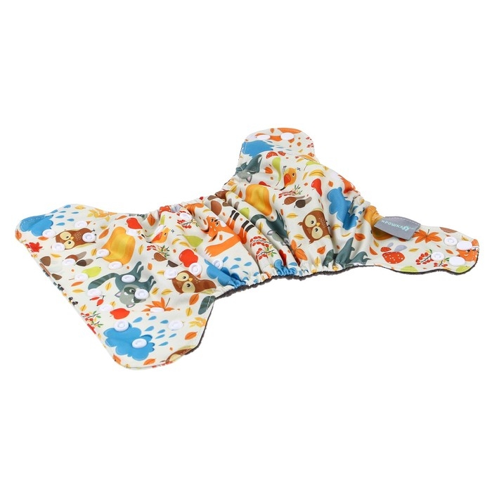 Многоразовый подгузник «Осень», 3-8 кг, угольно-бамбуковая ткань, Крошка Я