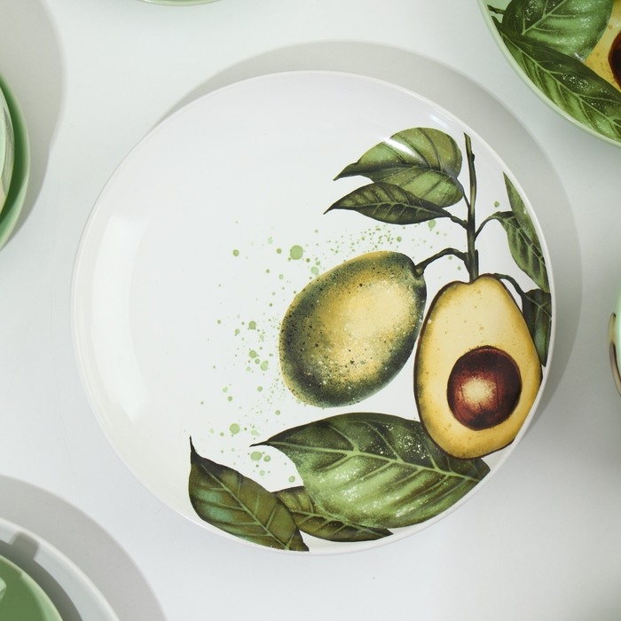 Набор посуды из керамики на 4 персоны «Авокадо», 16 предметов: 4 тарелки 23 см, 4 миски 14.5 см, 4 кружки 250 мл, 4 блюдца 15 см Набор посуды из керамики на 4 персоны «Авокадо», 16 предметов: 4 тарелки 23 см, 4 миски 14.5 см, 4 кружки 250 мл, 4 блюдца 15 см