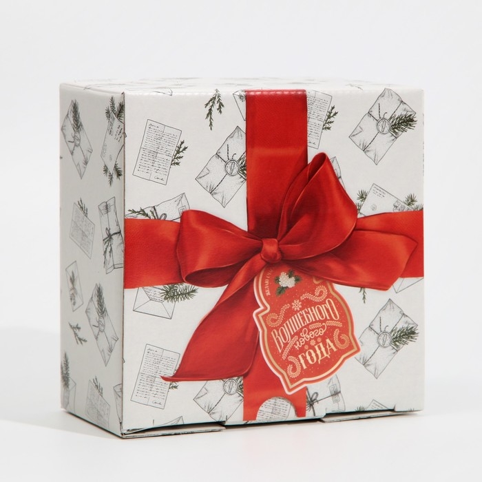Коробка подарочная новогодняя складная «Ретро почта», 15 х 15 х 7 см, Новый год Коробка подарочная новогодняя складная «Ретро почта», 15 х 15 х 7 см, Новый год