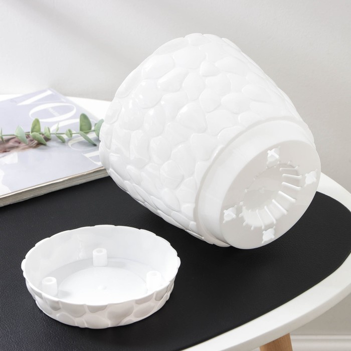 Горшок с поддоном «Камни», 2,6 л, цвет белый Горшок с поддоном «Камни», 2,6 л, цвет белый