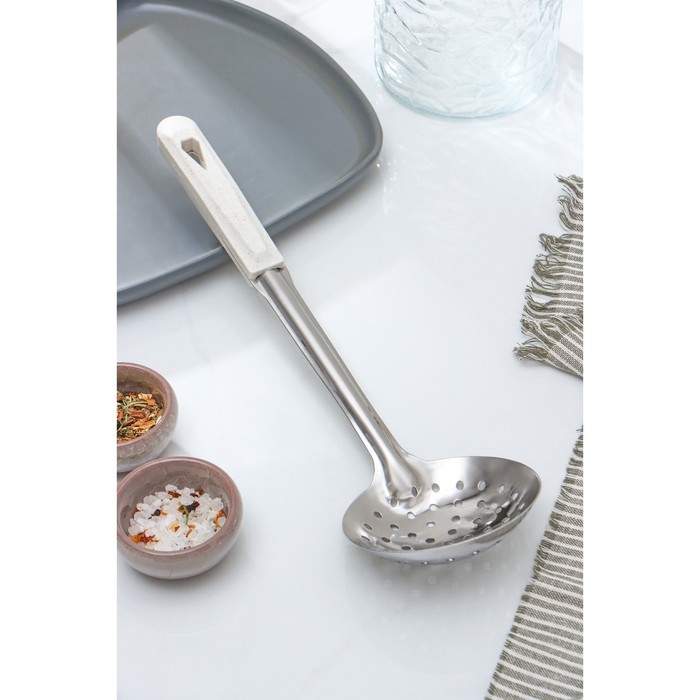 Шумовка из нержавеющей стали Доляна «Соната», h=34 см, цвет серебряный Шумовка из нержавеющей стали Доляна «Соната», h=34 см, цвет серебряный