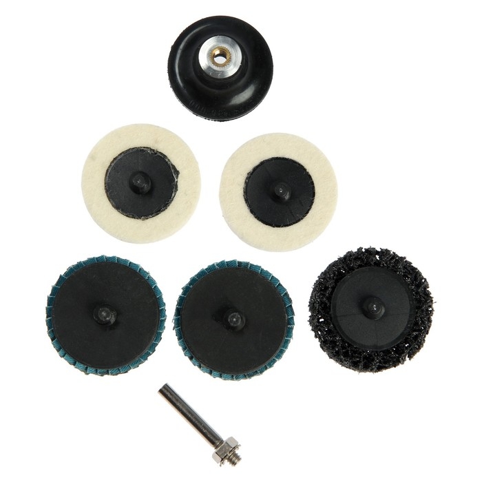 Набор кругов ТУНДРА, коралловый, 2 войлочных, 2 лепестковых, 50 мм, с адаптером, 6 шт. Набор кругов ТУНДРА, коралловый, 2 войлочных, 2 лепестковых, 50 мм, с адаптером, 6 шт.