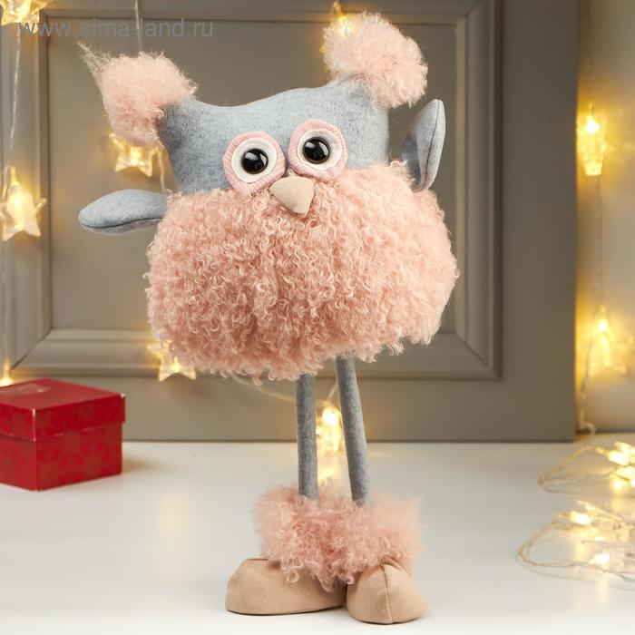 Кукла интерьерная Кукла интерьерная "Совушка в розовой кудрявой шубке" 42х15х19 см
