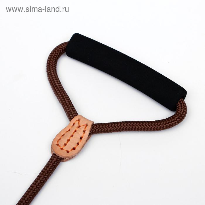 Поводок 8 мм со своркой на 2 собак, полиэстер и натуральная кожа, 73 + 2х57 см, коричневый Поводок 8 мм со своркой на 2 собак, полиэстер и натуральная кожа, 73 + 2х57 см, коричневый