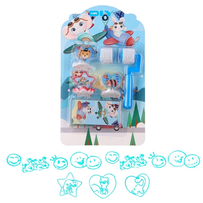 Печать цветная «Зверята» , набор 3 шт., ролик-печать с 2 насадками, штемпельная подушка Печать цветная «Зверята» , набор 3 шт., ролик-печать с 2 насадками, штемпельная подушка