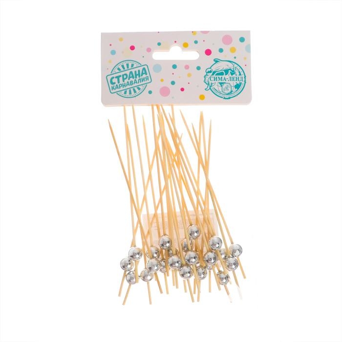 Шпажка для канапе «Бусина», бамбук, набор 24 шт., цвет серый Шпажка для канапе «Бусина», бамбук, набор 24 шт., цвет серый