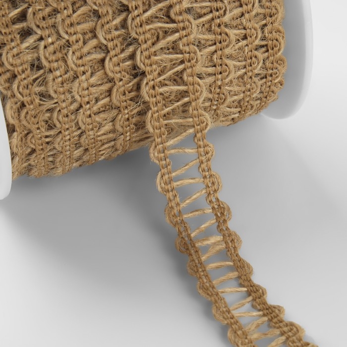 Тесьма декоративная холщовая «Зиг-заг», 12 мм, 10 ± 0,5 м, цвет бежевый Тесьма декоративная холщовая «Зиг-заг», 12 мм, 10 ± 0,5 м, цвет бежевый