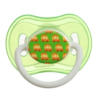 Соска - пустышка силиконовая ортодонтическая, от 3 мес., с колпачком, в контейнере, цвет желтый/зеленый