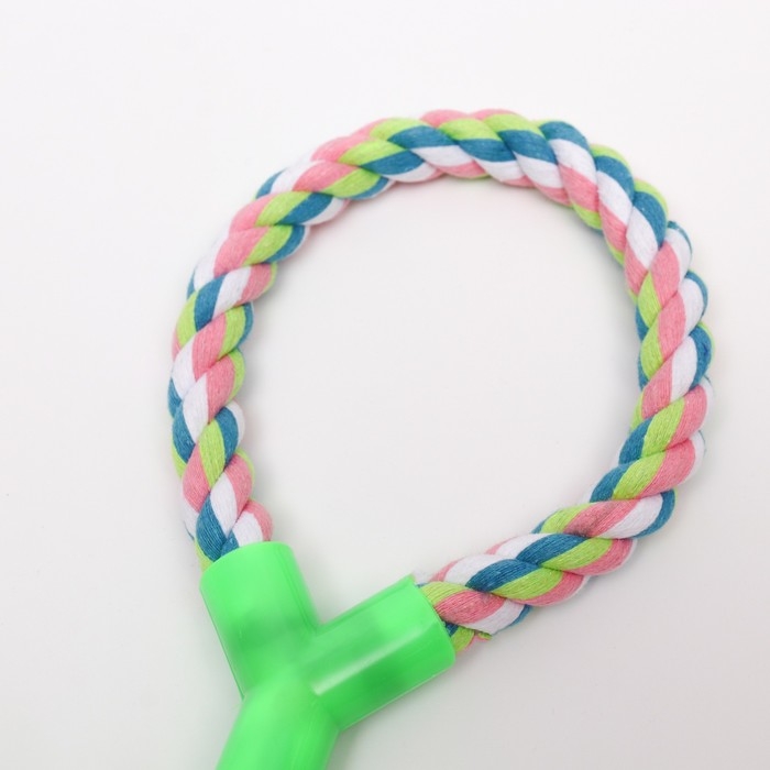 Игрушка канатная с ручкой и мячом, 38 см, до 160 г, зелёная Игрушка канатная с ручкой и мячом, 38 см, до 160 г, зелёная