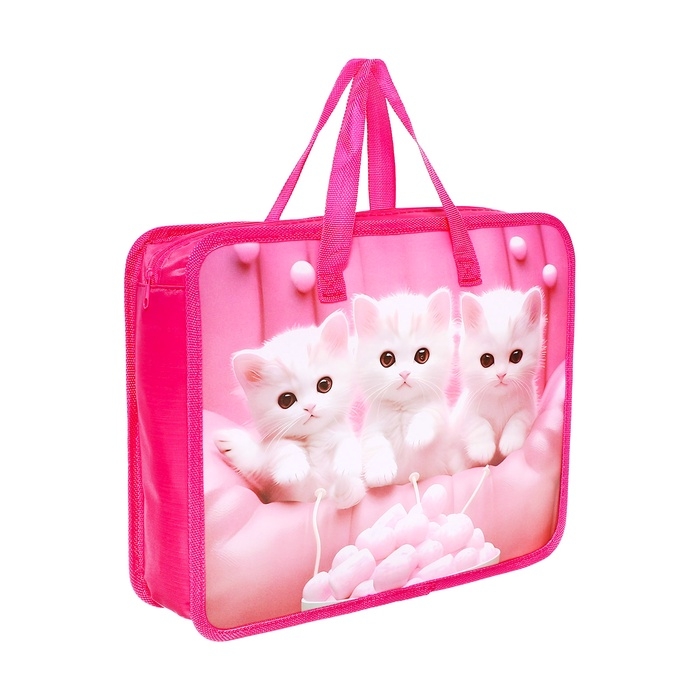 Папка с ручками пластиковая, А4, Белые котята Папка с ручками пластиковая, А4, Белые котята